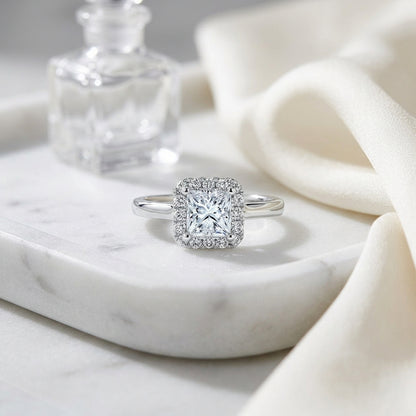 Princess Cut Wedding Set In 14k White Gold — atelier still life