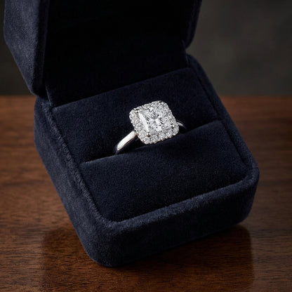 Princess Cut Wedding Set In 14k White Gold — gift presentation