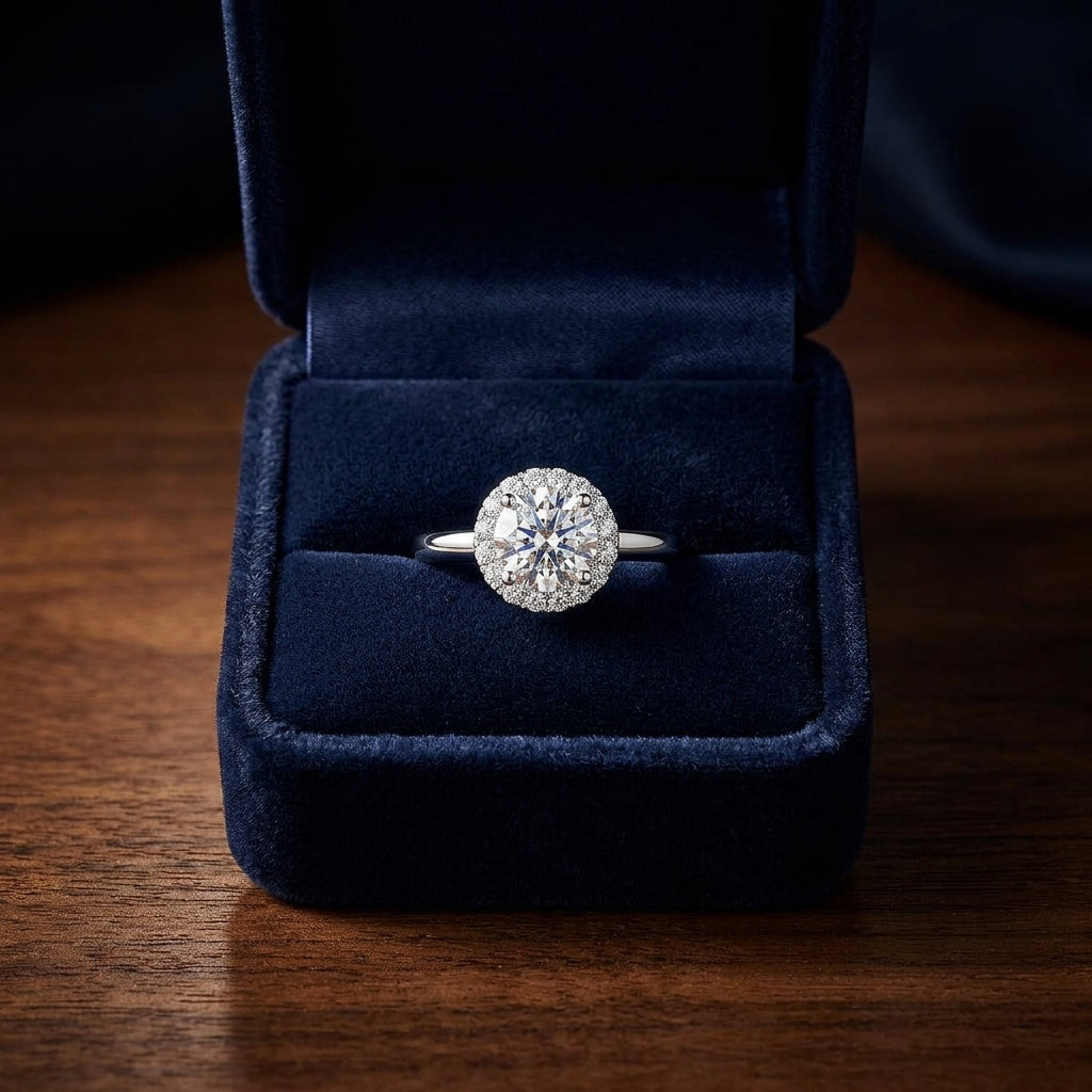 Round Diamond Engagement Ring With Cz Center In 14k White Gold (1/4 Ct.tw.) — gift presentation