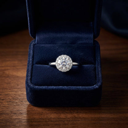 Round Diamond Engagement Ring With Cz Center In 14k White Gold (1/4 Ct.tw.) — gift presentation