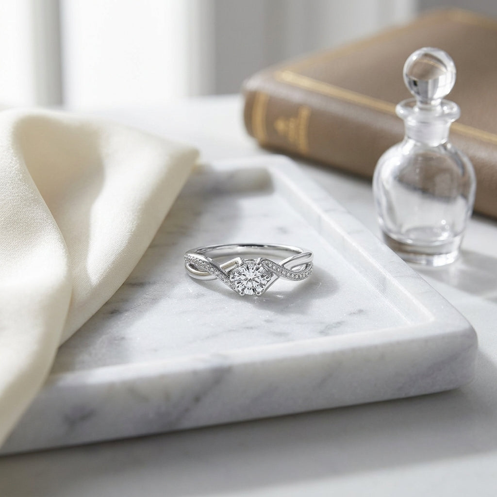 Ribbon Swirl Diamond Wedding Set In 14k White Gold (5/8 Ct.tw.) — atelier still life