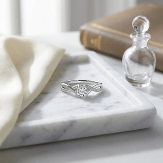 Ribbon Swirl Diamond Wedding Set In 14k White Gold (5/8 Ct.tw.) — atelier still life