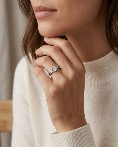 Ribbon Swirl Diamond Wedding Set In 14k White Gold (5/8 Ct.tw.) — editorial close-up