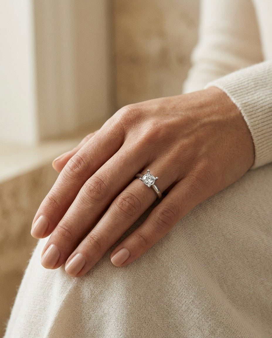 Diamond Semi Mount Engagement Ring in 14k White Gold (1ct Rd Head) — portrait close