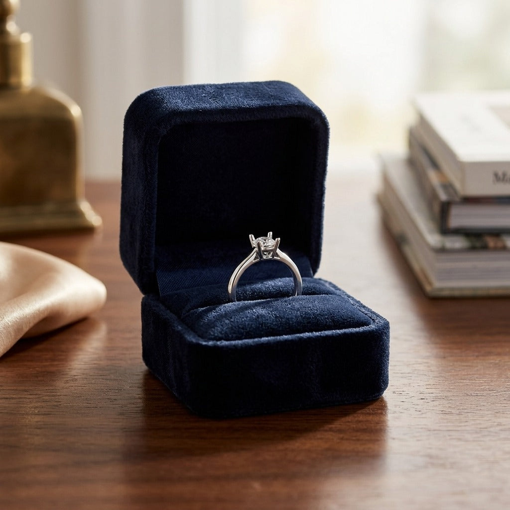 Diamond Semi Mount Engagement Ring in 14k White Gold (1ct Rd Head) — velvet box