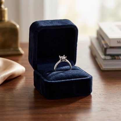 Diamond Semi Mount Engagement Ring in 14k White Gold (1ct Rd Head) — velvet box
