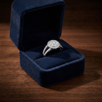 Diamond Halo Split Shank Eng Ring In 14k White Gold — gift presentation