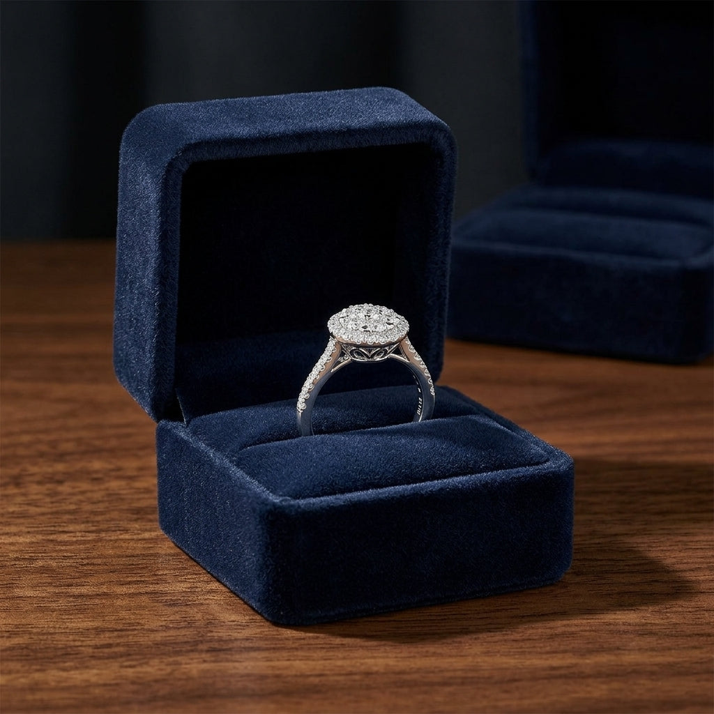 Diamond Halo Eng Ring In 14k White Gold — gift presentation