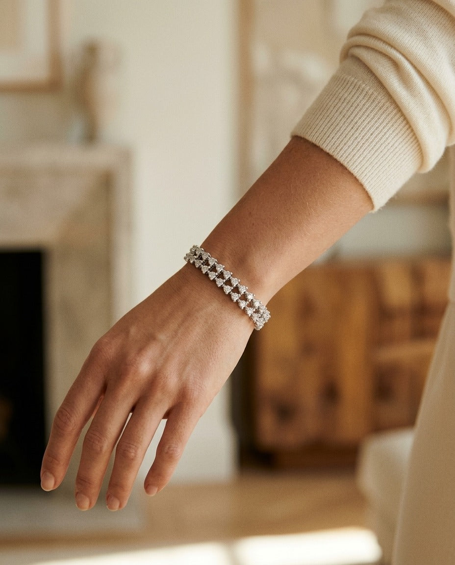 Diamond Martini Prong Double Row Bracelet in 14k White Gold (2.65ctw) — portrait close