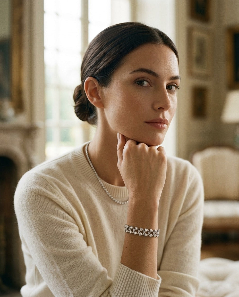 Diamond Martini Prong Double Row Bracelet in 14k White Gold (2.65ctw) — portrait full