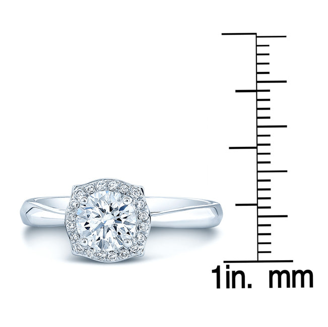 Diamond Pinched Corner Halo Engagement Ring in 14K White Gold | Carl K. Gumpert