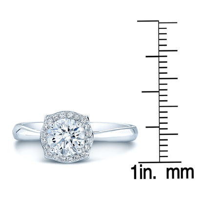 Diamond Pinched Corner Halo Engagement Ring in 14K White Gold | Carl K. Gumpert