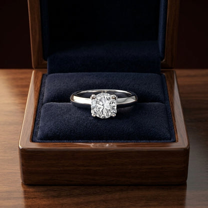 Diamond Engagement Solitaire Ring In 14k White Gold (0.85 Ct.tw.) — gift presentation