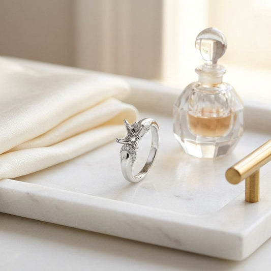 Engagement Semi Mount Ring in 14k White Gold (1/4 Ct.tw.) — marble silk