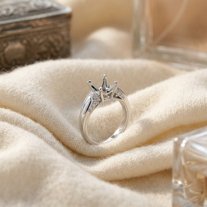 Engagement Semi Mount Ring in 14k White Gold (1/4 Ct.tw.) — textile flat lay