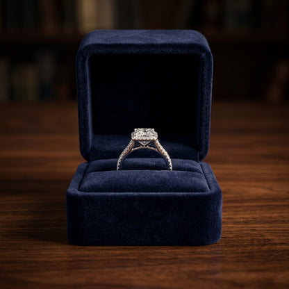 Diamond Princess Halo Wedding Set In 14k White Gold 0.70ct Ctr — gift presentation