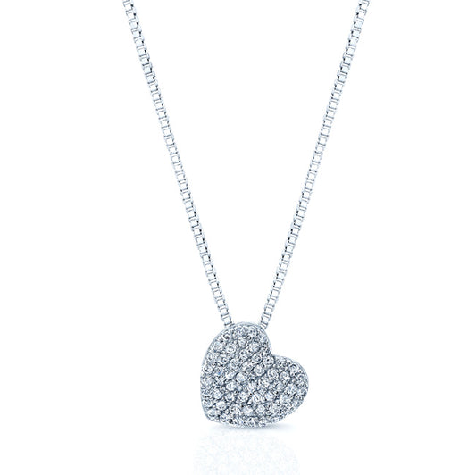 14k White Gold 0.40ctw Diamond Pave Heart Pendant