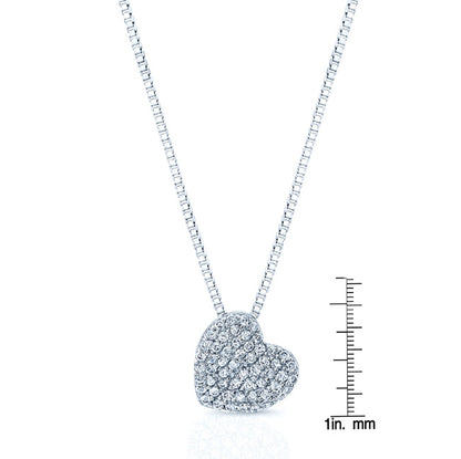 14k White Gold 0.40ctw Diamond Pave Heart Pendant