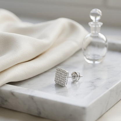 14k White Gold 0.70 Ctw Square Stud Earrings — atelier still life
