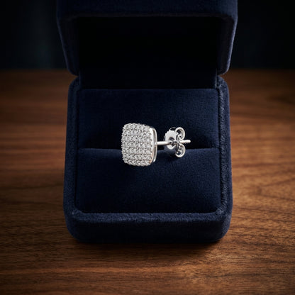 14k White Gold 0.70 Ctw Square Stud Earrings — gift presentation