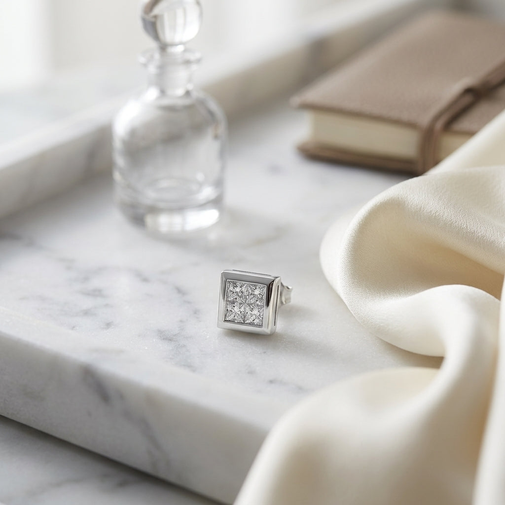 Princess Cut Diamond Earrings In 14k White Gold (1/4 Ct.tw.) — atelier still life
