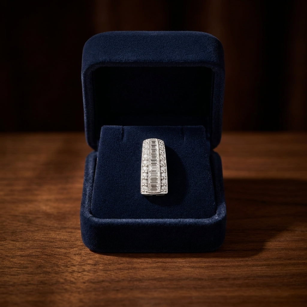 Diamond Channel Baguette Pendant In 14k White Gold (18-in Rolo Chain) — gift presentation