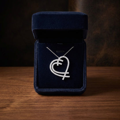 Diamond Double Heart Overlap Pendant In 14k White Gold — gift presentation