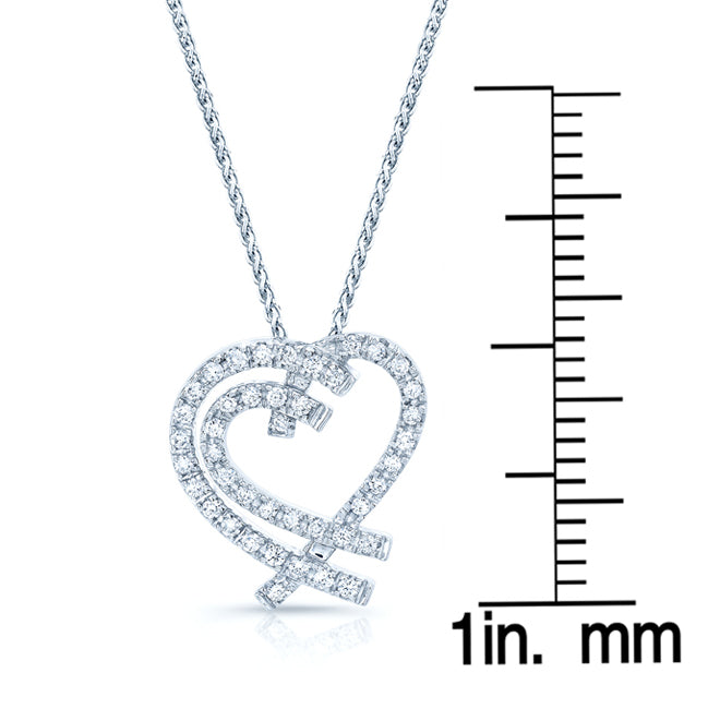 Diamond Double Heart Overlap Mini Pendant In 14k White Gold