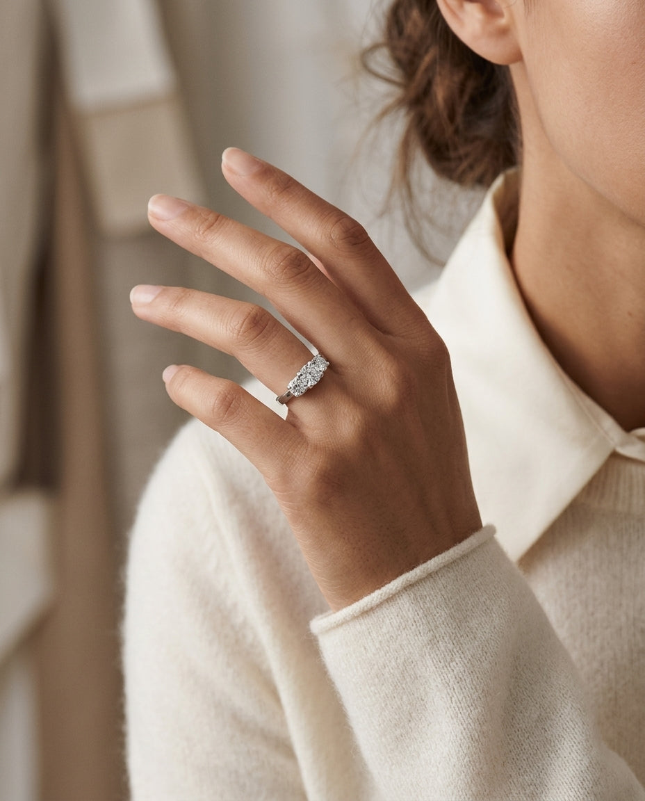 3 Stone Brilliant Cut Diamond Band (1 Ct. Tw.) — editorial close-up