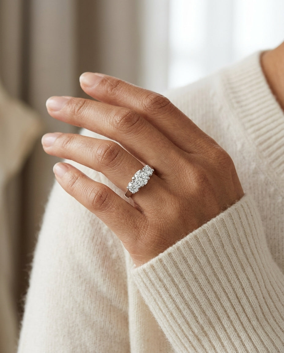 3 Stone Brilliant Cut Diamond Band (1 Ct. Tw.) — editorial close-up