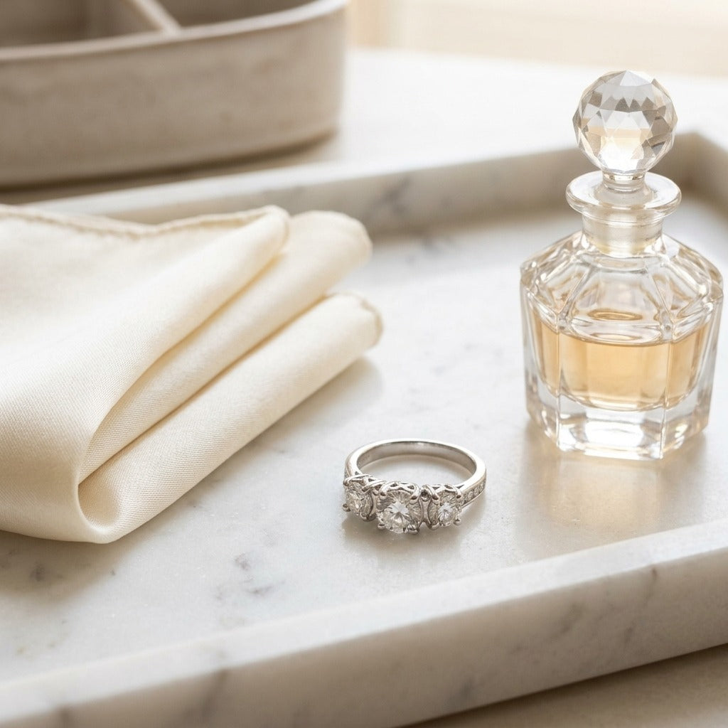 Diamond Three Stone Ring In 14k White Gold 1 Ctw — marble silk