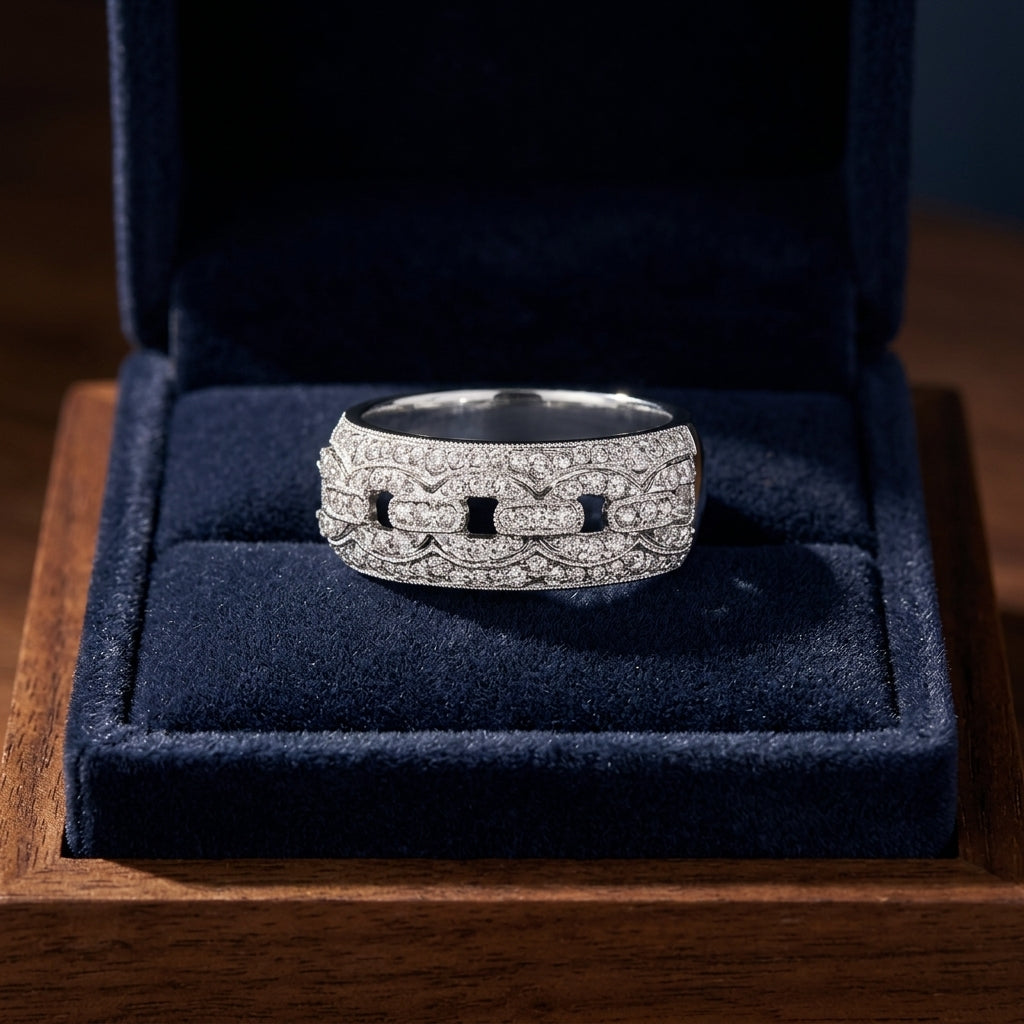 Diamond Pave Interwoven Lock Band In 14k White Gold (1/2 Ct.tw.) — gift presentation