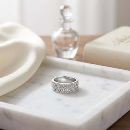 Millgrain Diamond Band In 14k White Gold (9/10 Ct. Tw.) — atelier still life