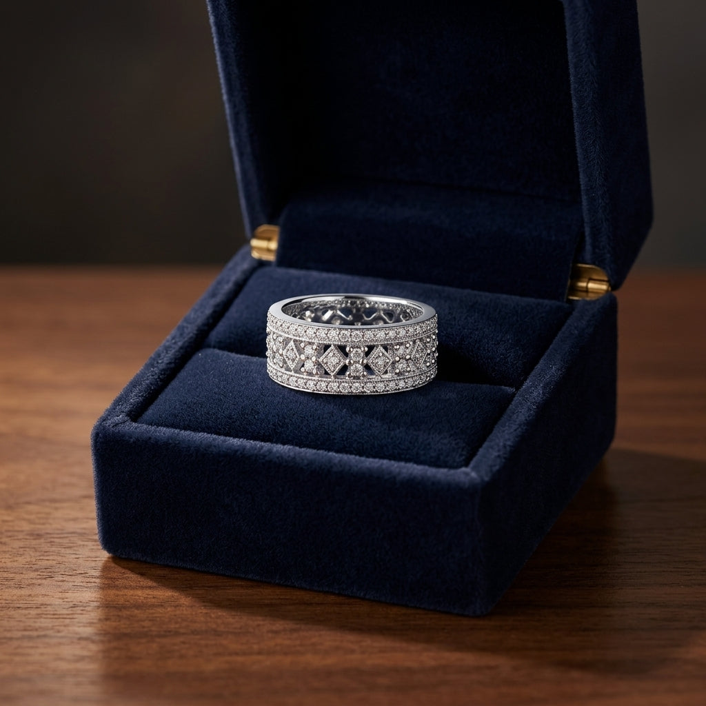 Millgrain Diamond Band In 14k White Gold (9/10 Ct. Tw.) — gift presentation