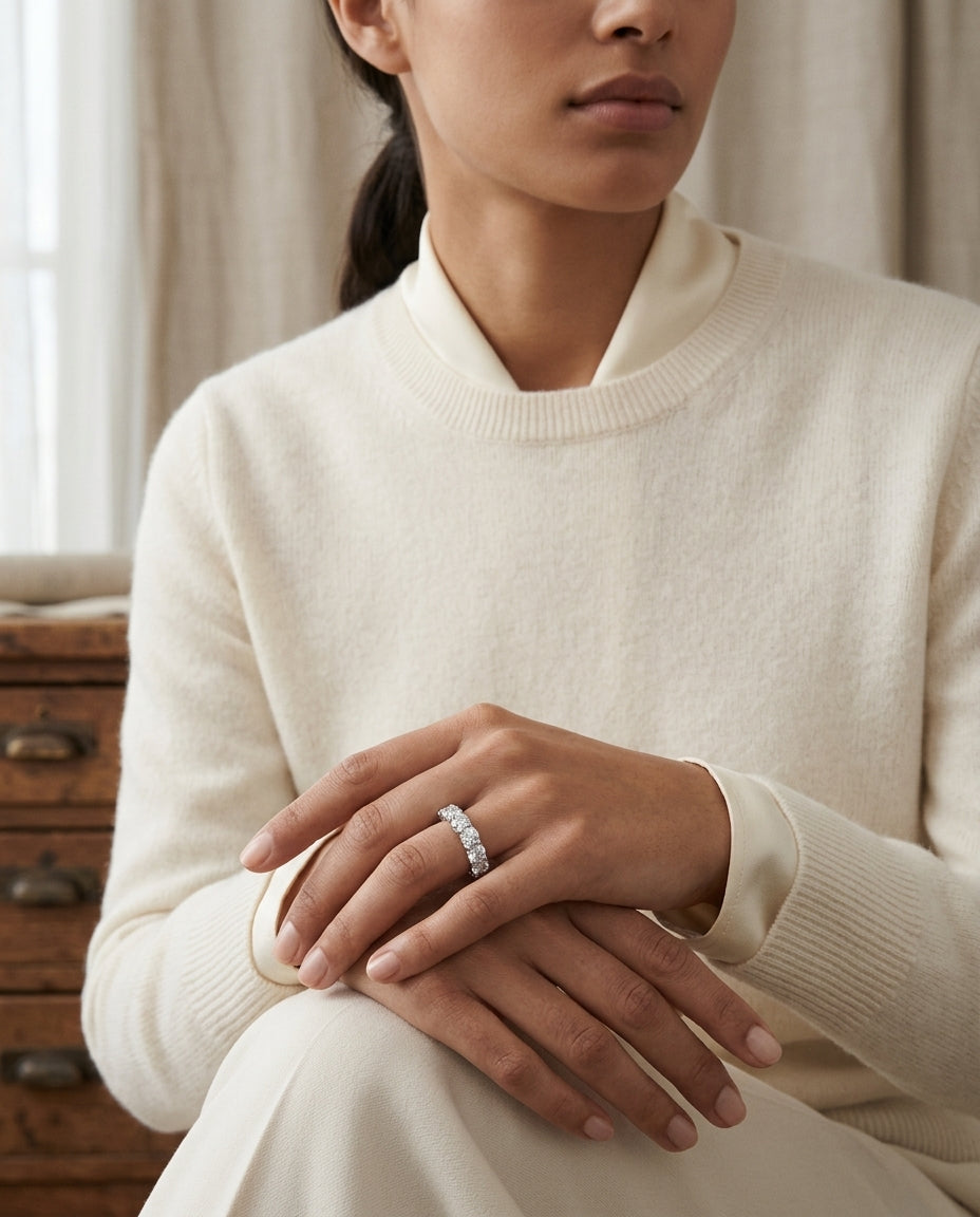 Diamond 2-3/4ctw Eternity Ring In 14k White Gold — editorial close-up