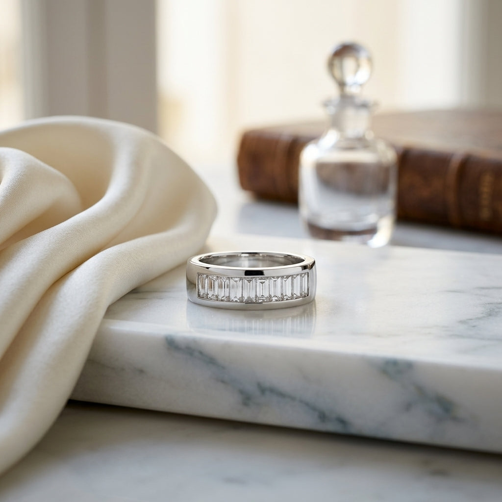 Baguette Channel Diamond Ring In 14k White Gold (9/10 Ct. Tw.) — atelier still life