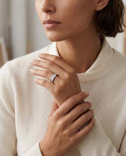 Baguette Channel Diamond Ring In 14k White Gold (9/10 Ct. Tw.) — editorial close-up