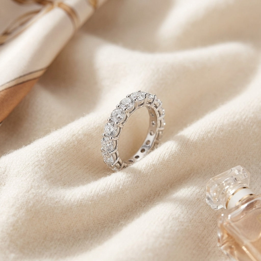 Diamond Ring in 14k White Gold (3/4 Ct. Tw.) — textile flat lay