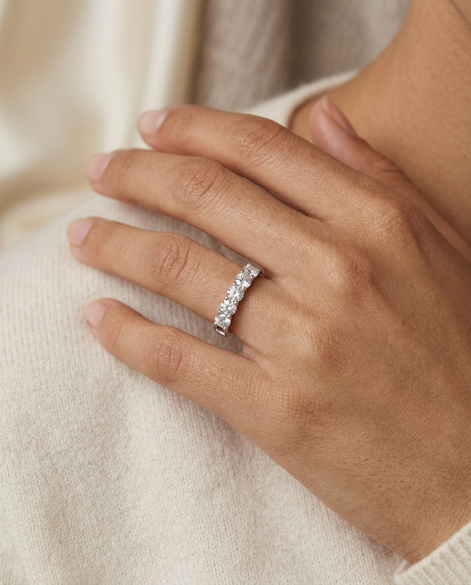5 Stone  Diamond Band In 14k White Gold (3/4 Ct. Tw.) — editorial close-up
