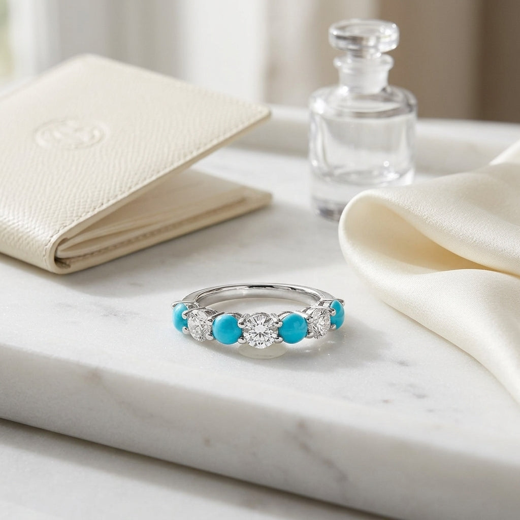 Blue Topaz And Diamond Ring In 14k White Gold — atelier still life