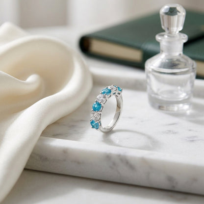Blue Topaz And Diamond Ring In 14k White Gold — atelier still life