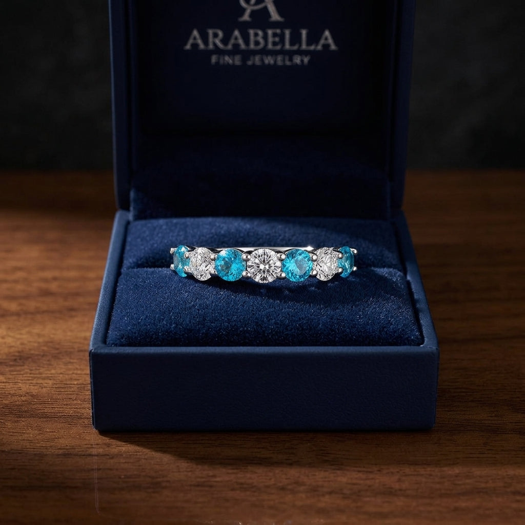 Blue Topaz And Diamond Ring In 14k White Gold — gift presentation