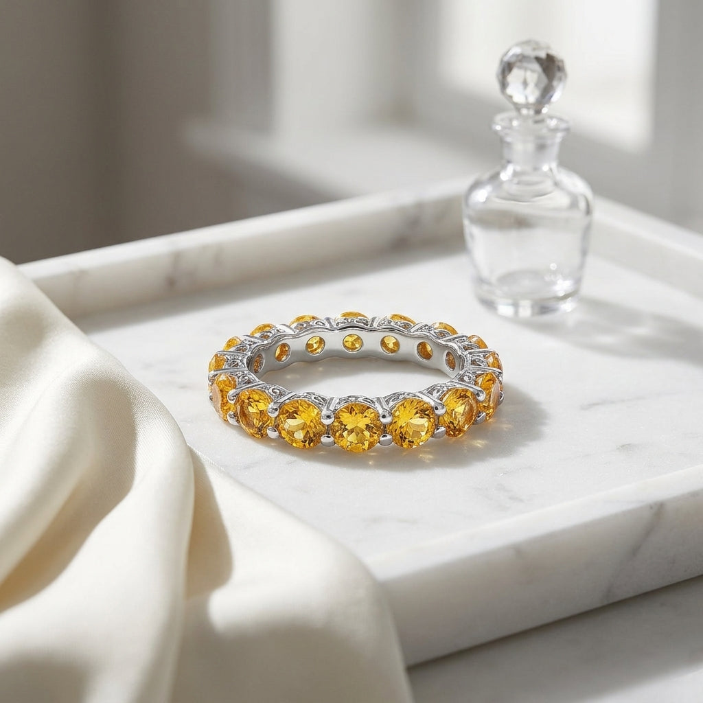 Citrine 7-stone Band 14k White Gold — atelier still life