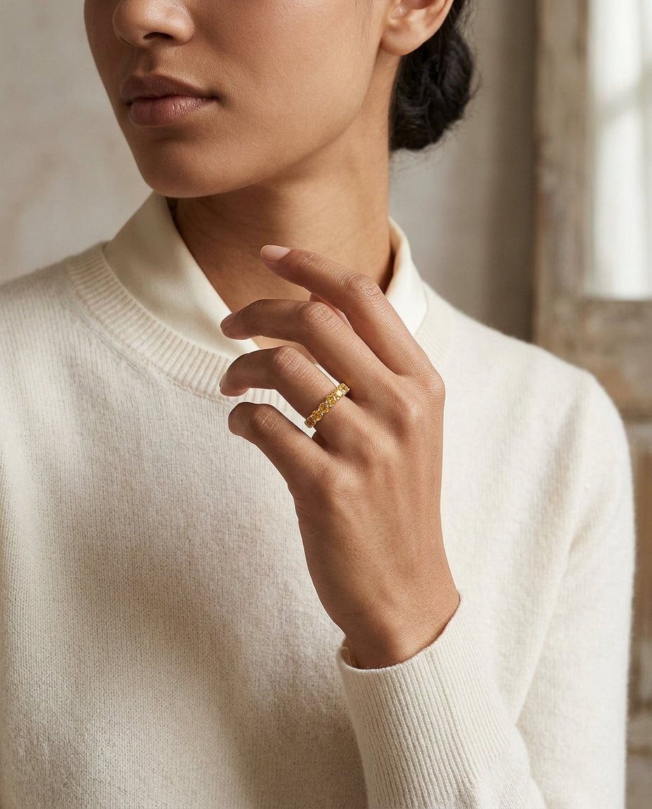 Citrine 7-stone Band 14k White Gold — editorial close-up