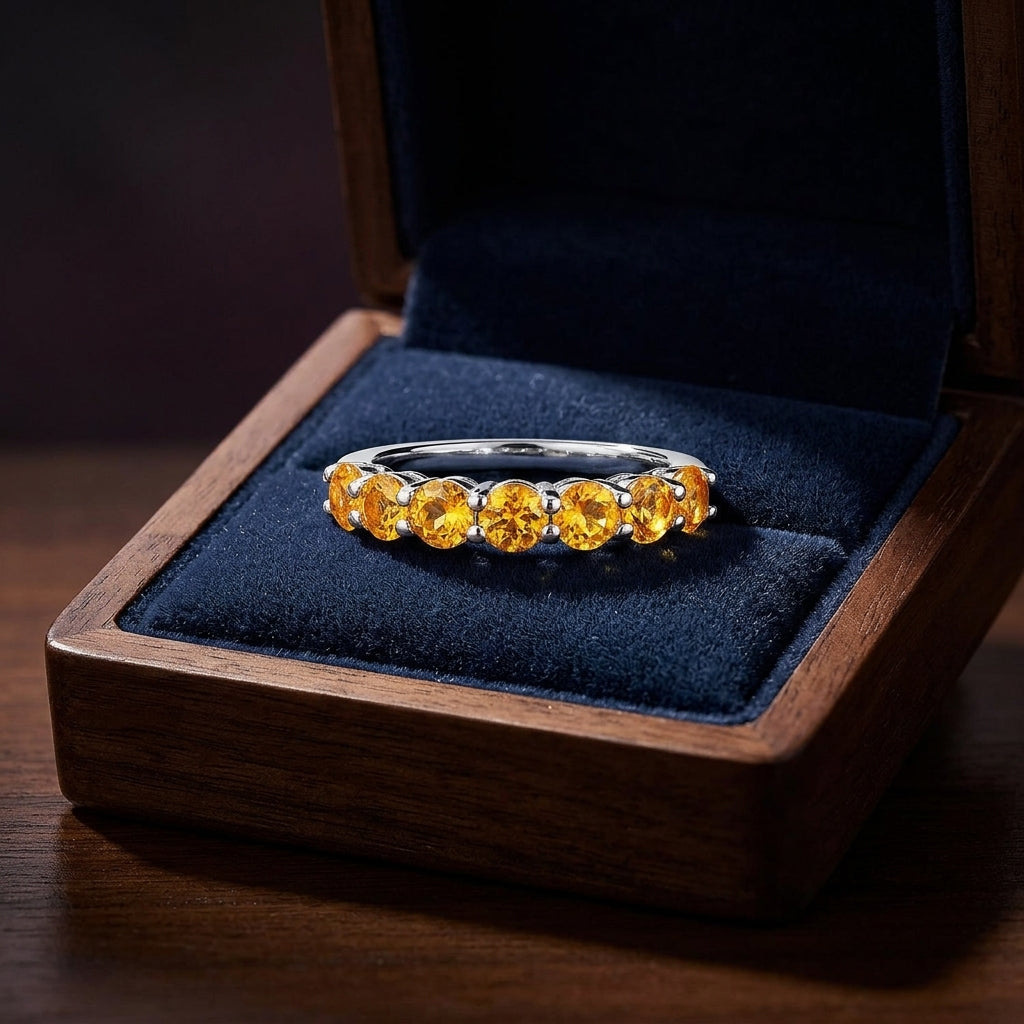 Citrine 7-stone Band 14k White Gold — gift presentation
