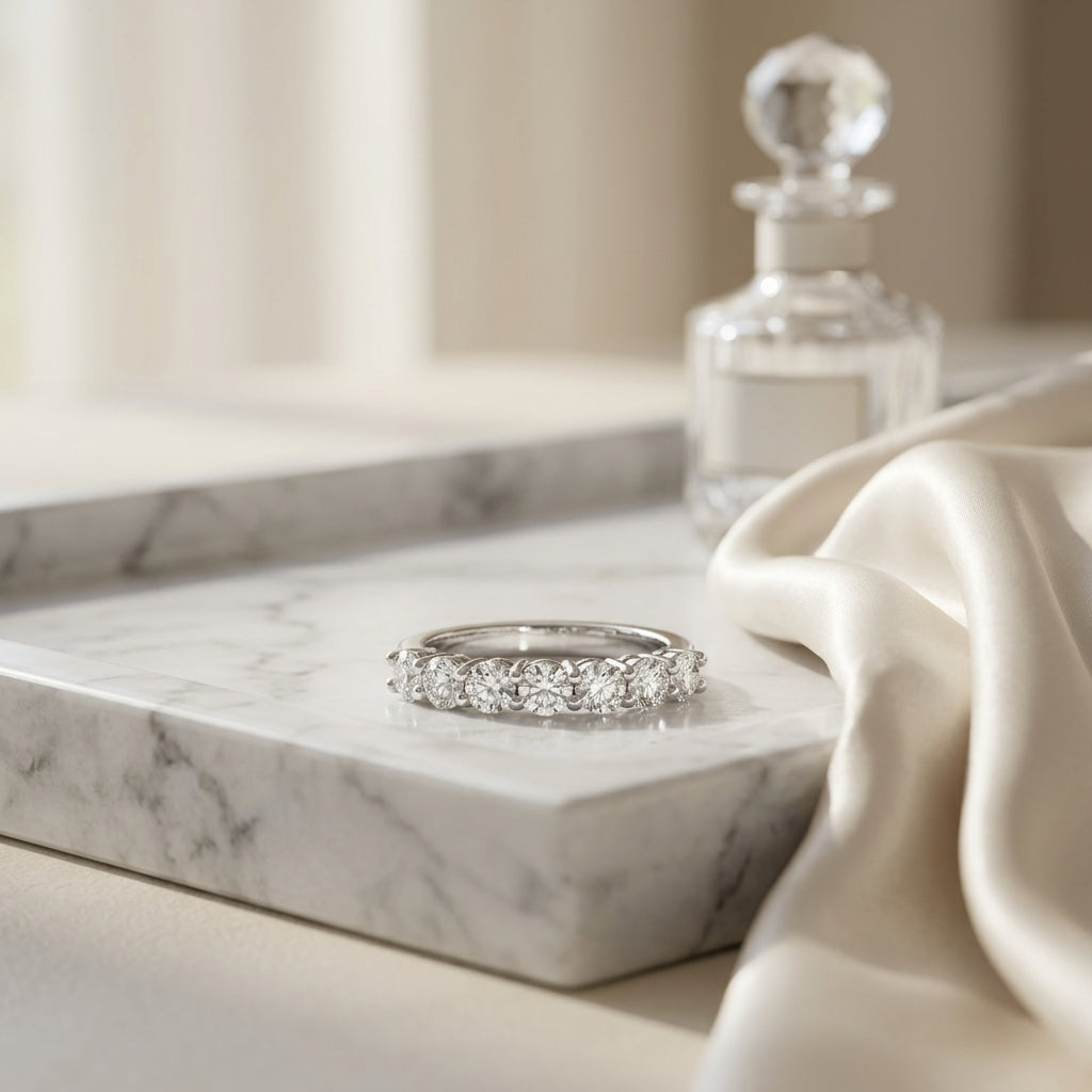 7 Stone Diamond Ring In 14k White Gold 3/4 Ct. Tw. — atelier still life