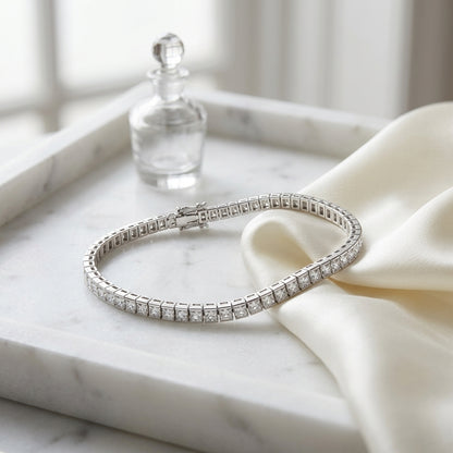 Princess Cut Diamond Tennis Bracelet In 14k White Gold (4 Ct.tw.) — atelier still life