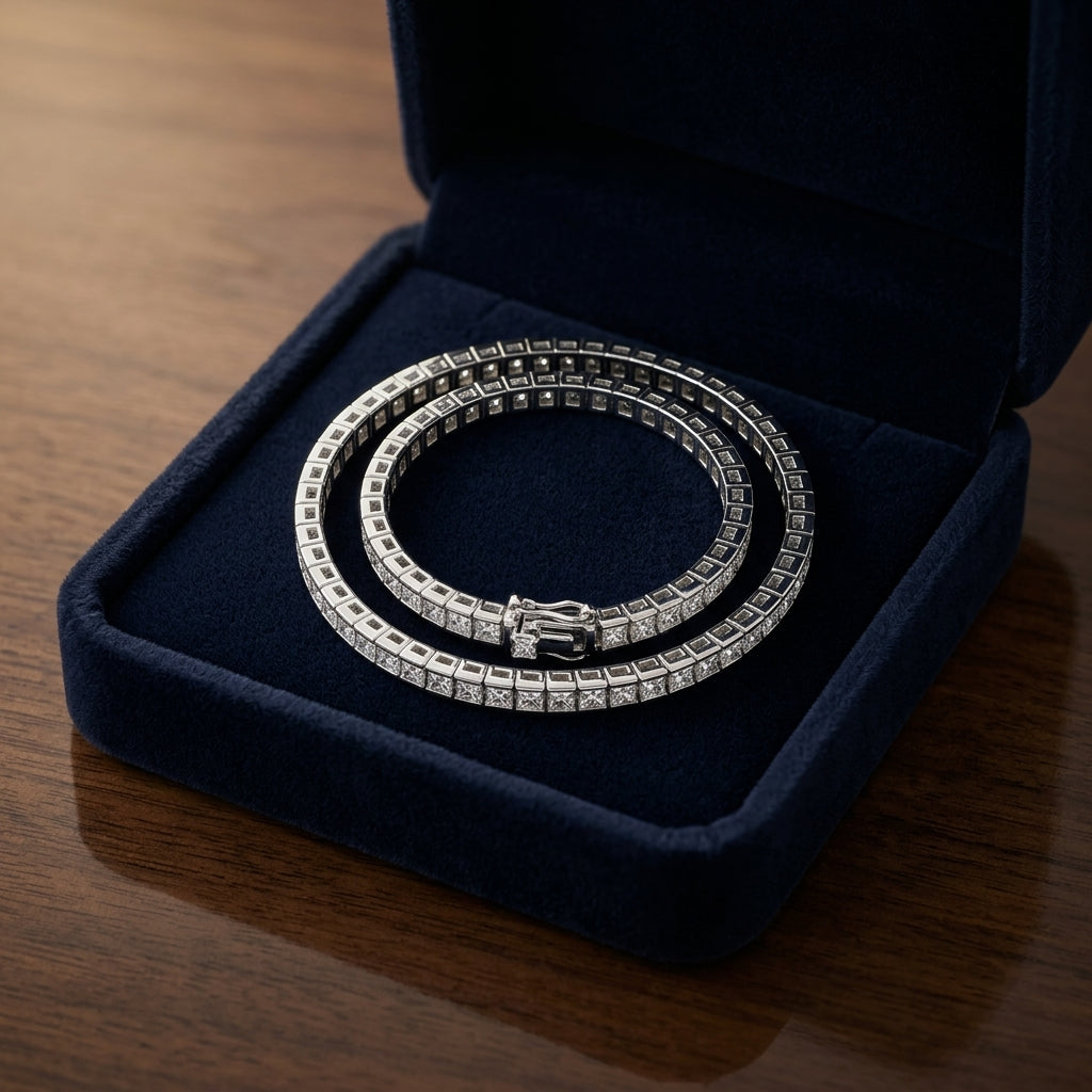 Princess Cut Diamond Tennis Bracelet In 14k White Gold (4 Ct.tw.) — gift presentation