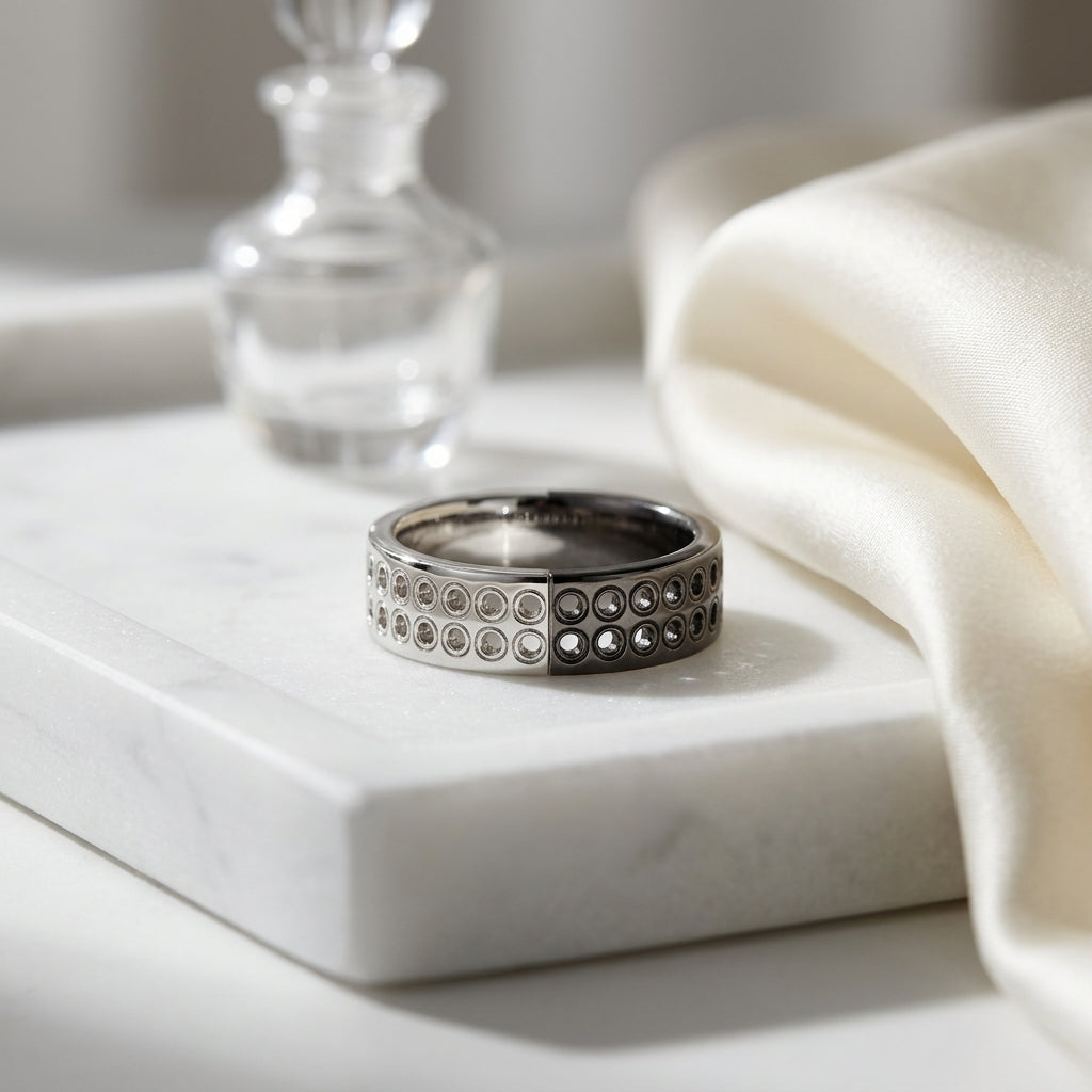 Double Row Pave Diamond Ring In 14k White Gold (1/4 Ct Tw.) — atelier still life