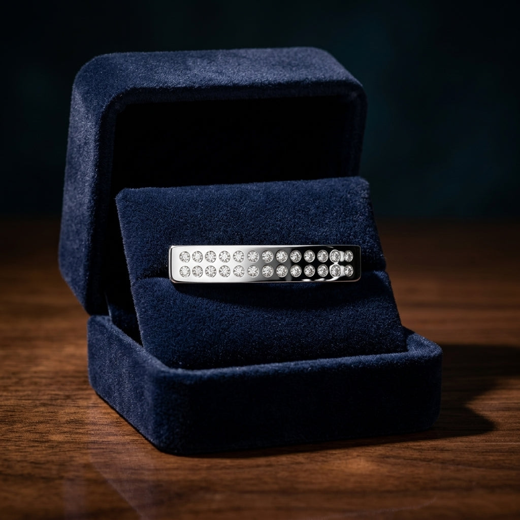 Double Row Pave Diamond Ring In 14k White Gold (1/4 Ct Tw.) — gift presentation